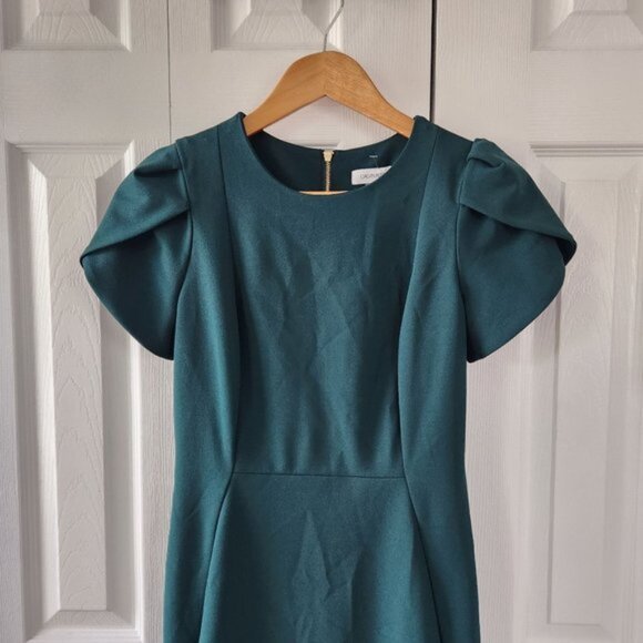 Calvin Klein Forest Green Short Sleeve Shift Dress NWOT - Picture 7 of 8
